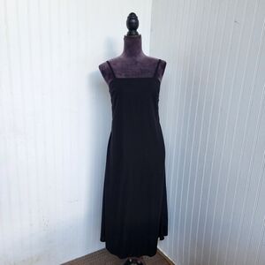 NWT Japna Women's Black Linen Rayon Tank Dress Smocked Back Sz S